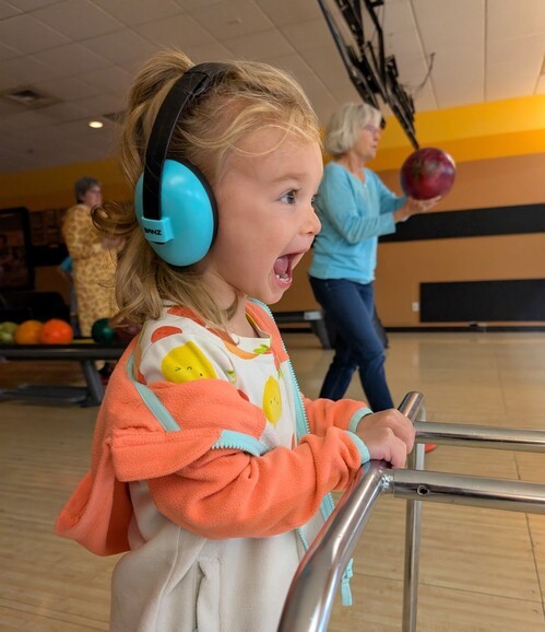Young child at bowling outing