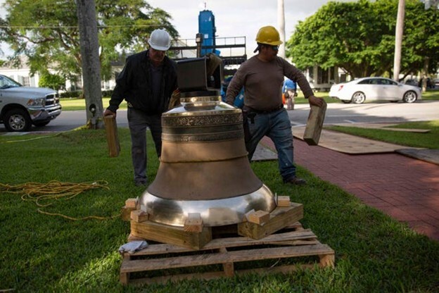 Largest bell delivered to Trinity-by-the-Cove