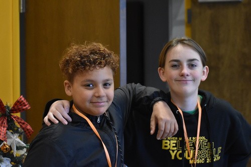 Two young adults at Sunday School at Crossroads Church