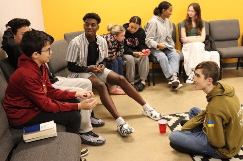 Youth group in Fredericksburg enjoying conversation