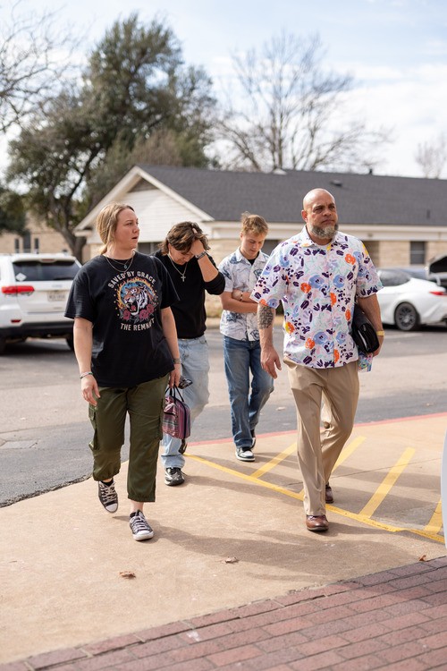Missional Group members walking together outside Awaken Church in Round Rock, TX