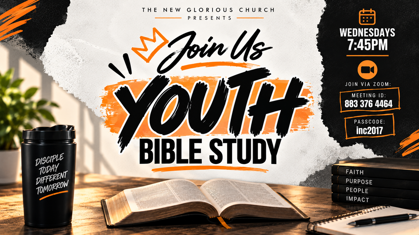 Join us for Youth Bible Study, Wednesdays 7:45 PM via Zoom