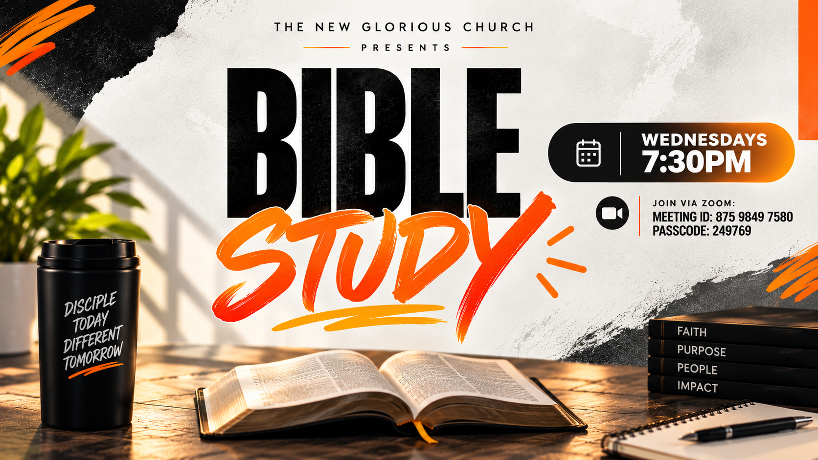 Bible Study, Wednesdays 7:30 PM via Zoom