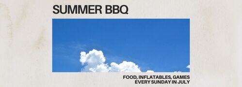 Summer bbq Sundays at Woodmark with food, inflatables