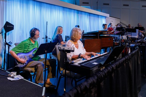 band playing worship music on stage