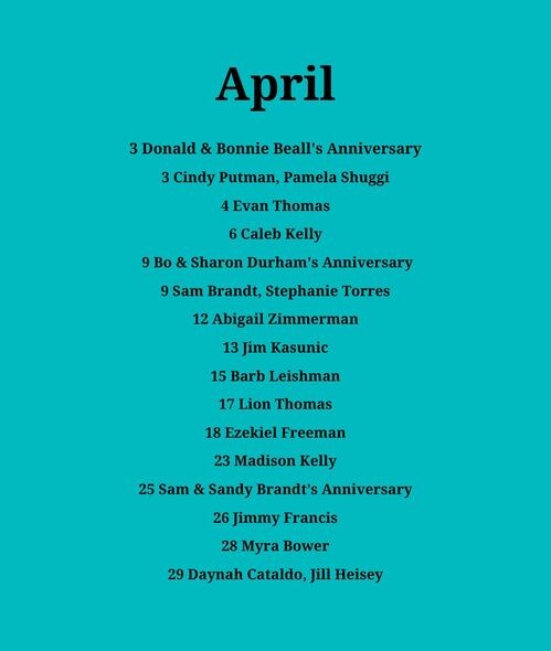 October Birthdays and Anniversaries