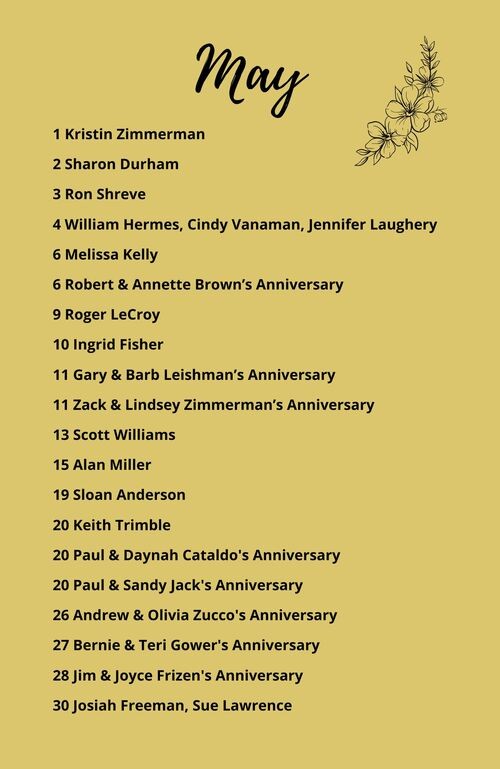 October Birthdays and Anniversaries
