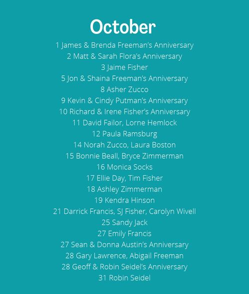 October Birthdays and Anniversaries