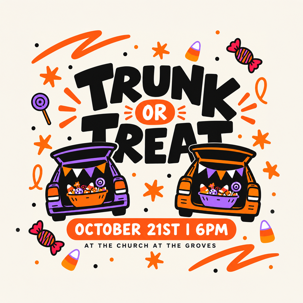Trunk or Treat at The Church at The Groves, October 21 at 6 PM