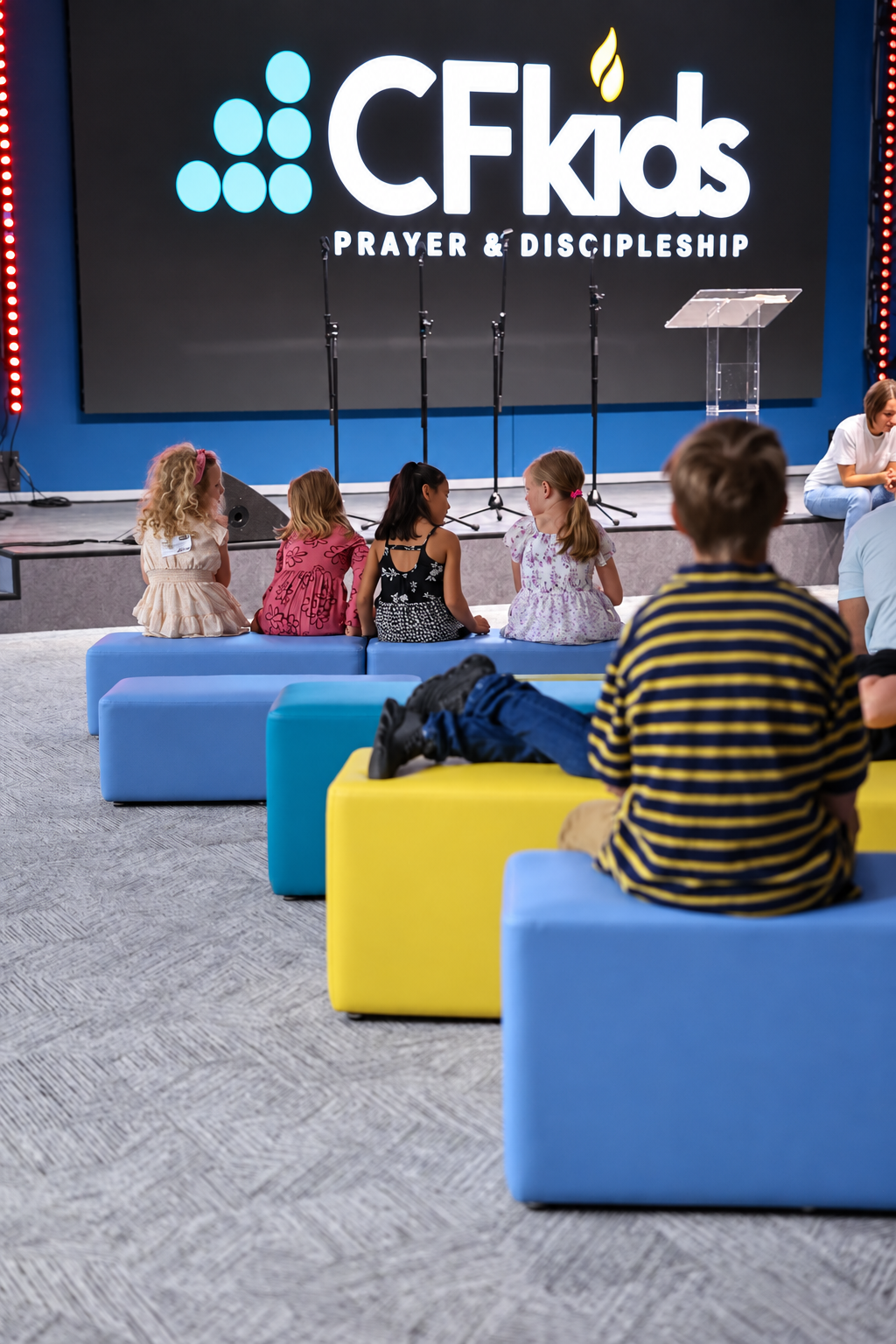 Children gathering in the CFkids ministry room