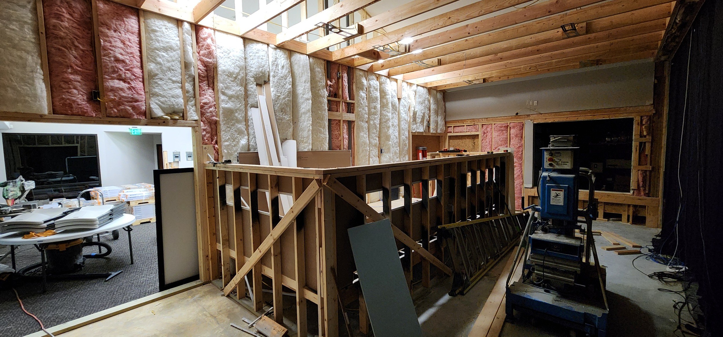 Construction progress on the new audio and video booth