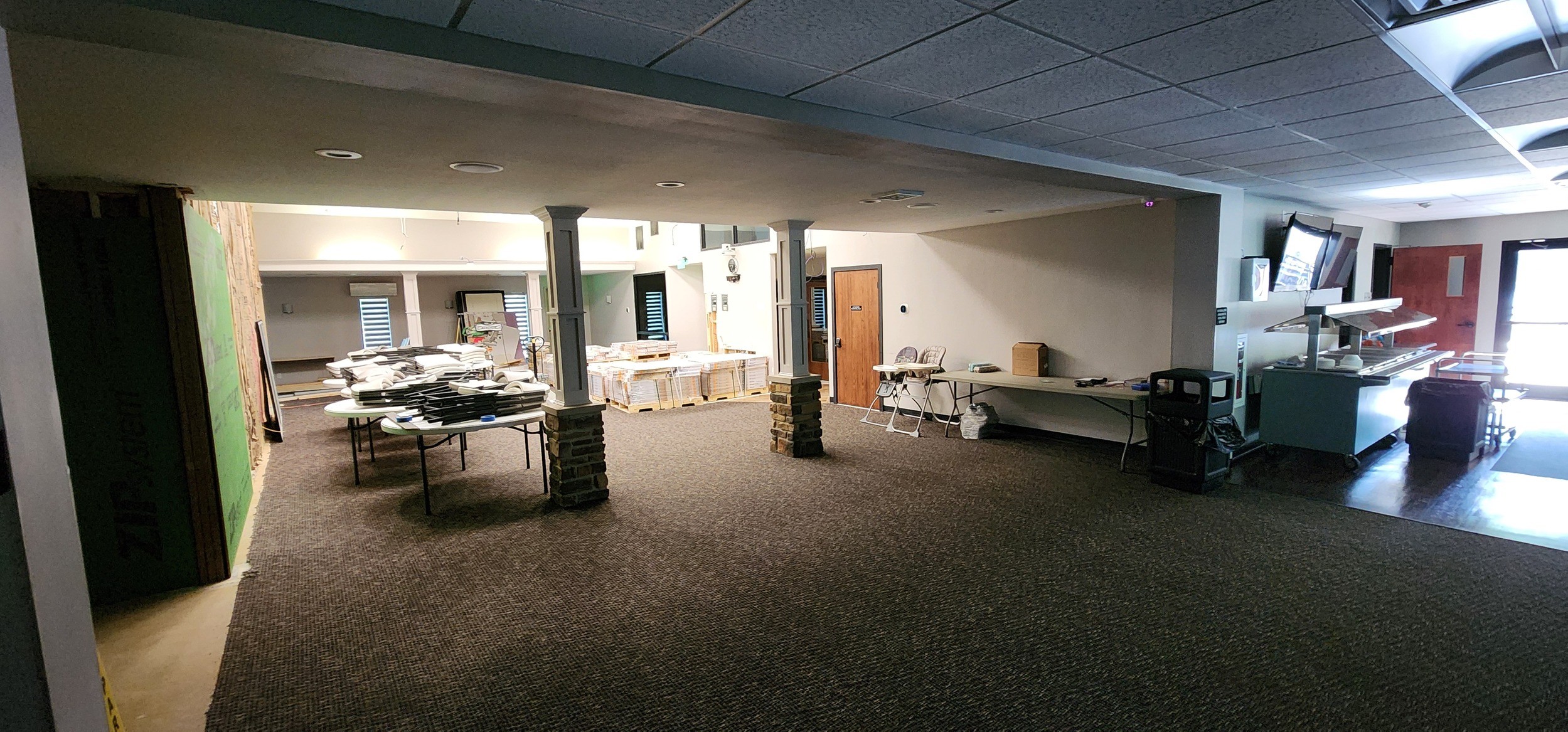 Former sanctuary being converted into an expanded fellowship hall