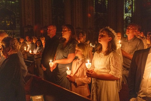 A rainbow over Lough Eske in County Donegal, Ireland.