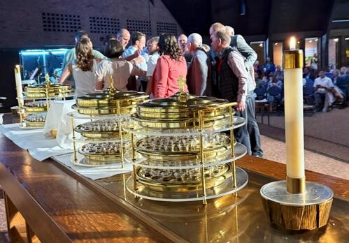 Pastor Andrew preaching in the worship center