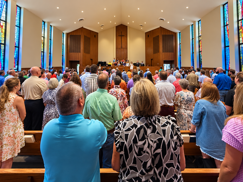 Congregation gathered for worship at First Baptist Union
