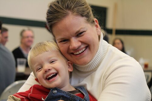 mom and child at church in South OKC