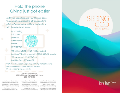 A sneak peek at our paper bulletin.