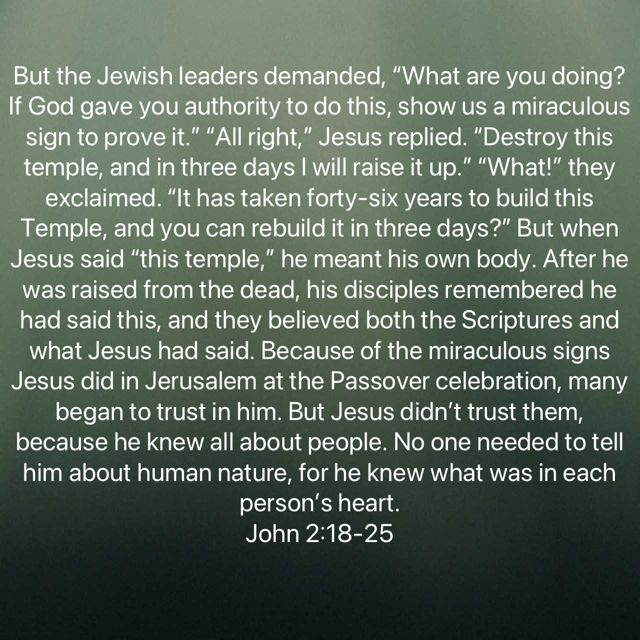 John 2:18-25 | Solid Rock Christian Church
