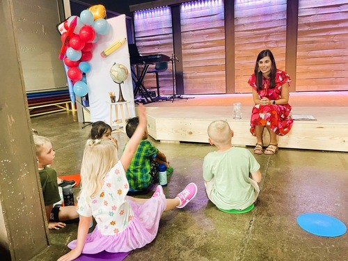 Students in chapel with Teacher