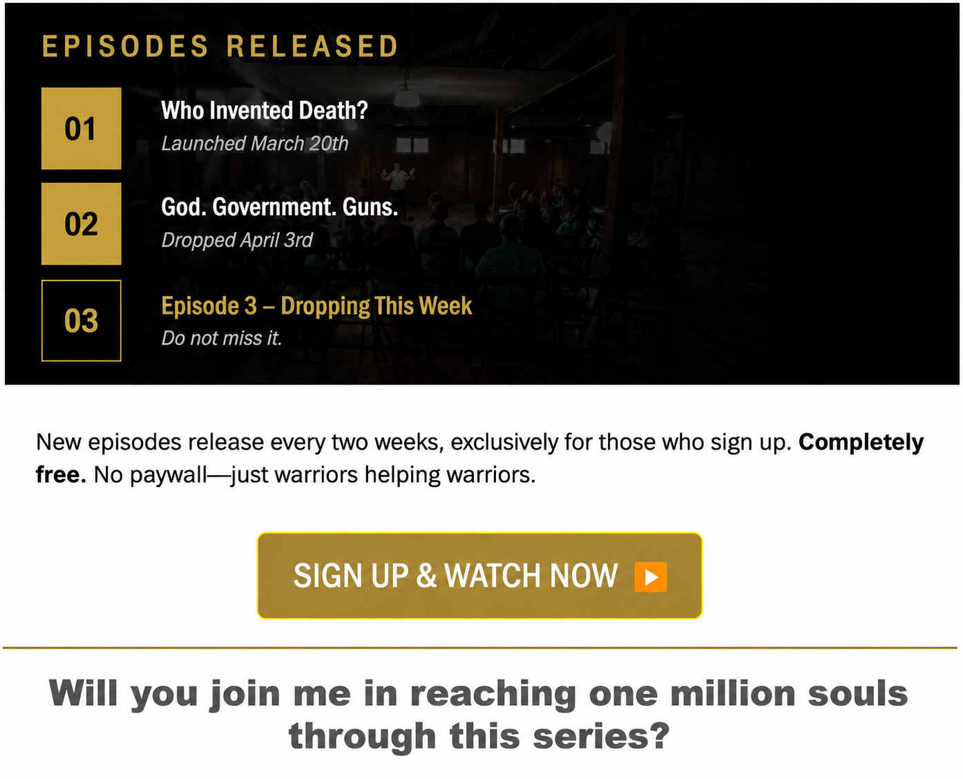 Will you join me in reaching one million souls through this series? 1,000,000 Souls — One Mission