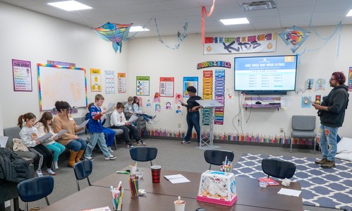 Kids rehearsing a play in kidzone