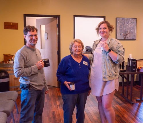 Picture of people mingling in a church lobby