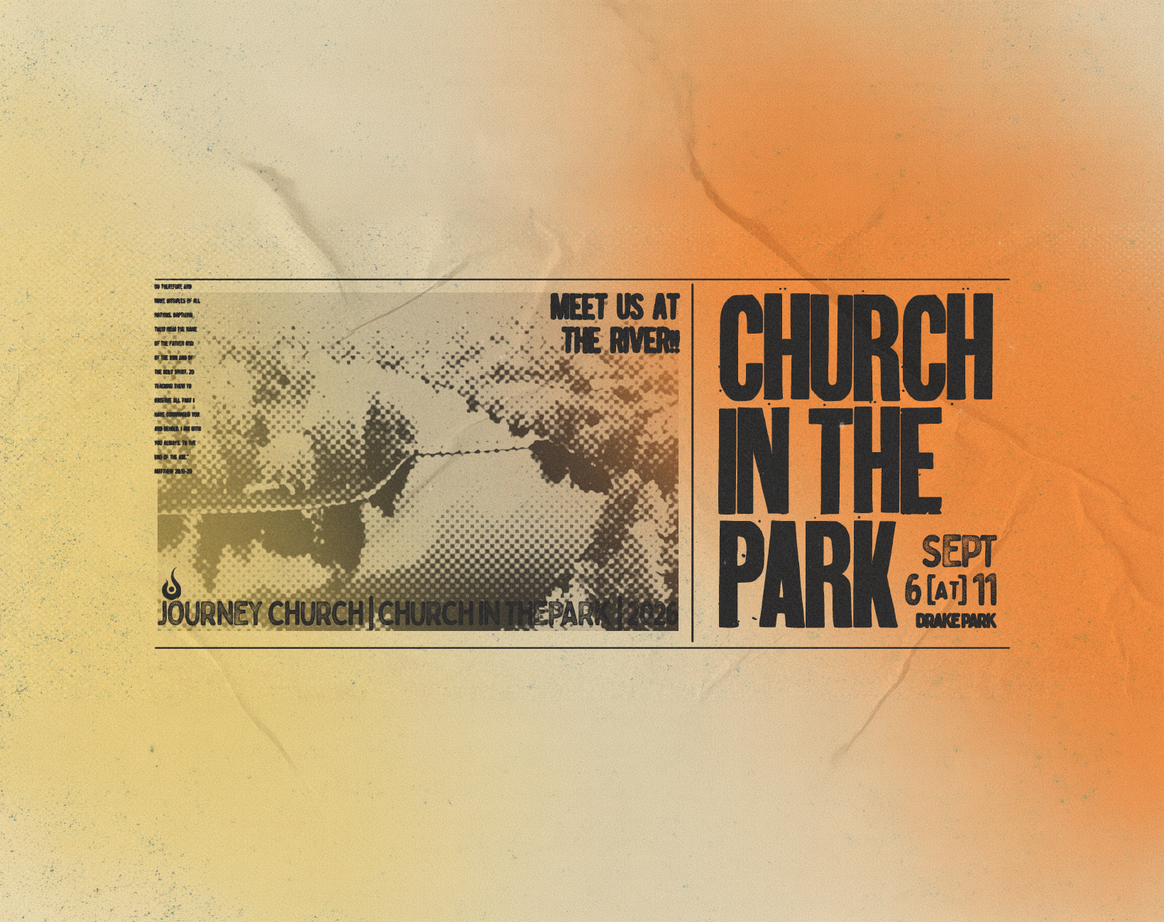A graphic showing information about Journey Church's Church in the Park 2026.