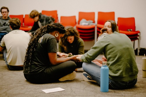 Students Praying for one another at NC State