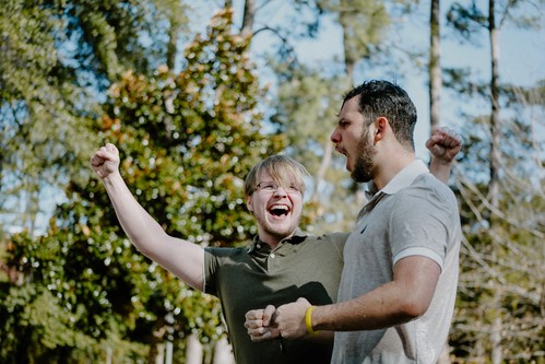 Celebrating a students baptism at NC State
