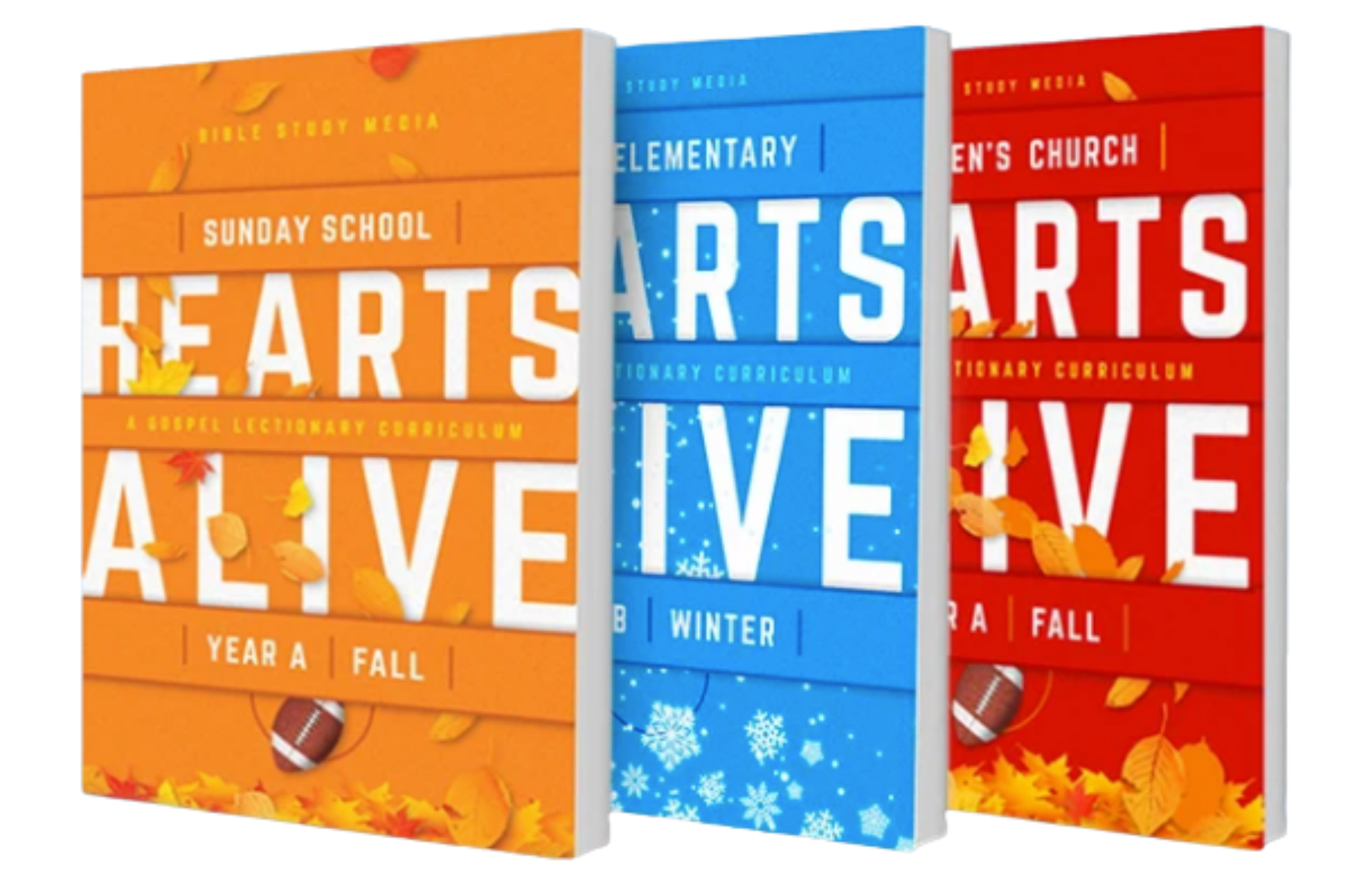 Hearts Alive curriculum in orange, blue, and red