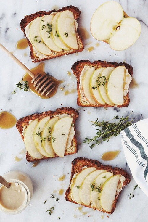 Apple Tahini Toast w/Honey & Thyme