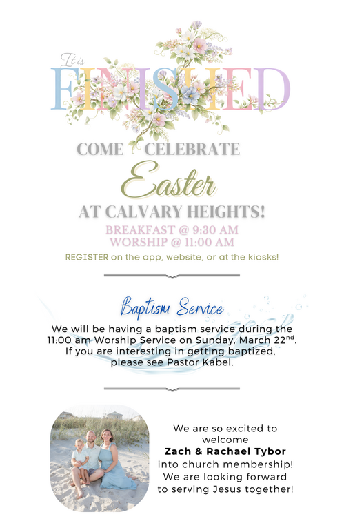 Weekly Bulletin for Calvary Heights Baptist Church