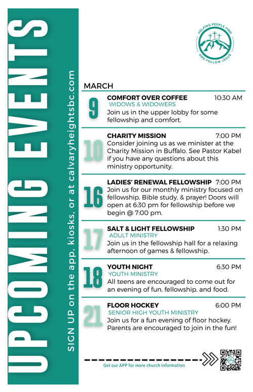 Weekly Bulletin for Calvary Heights Baptist Church