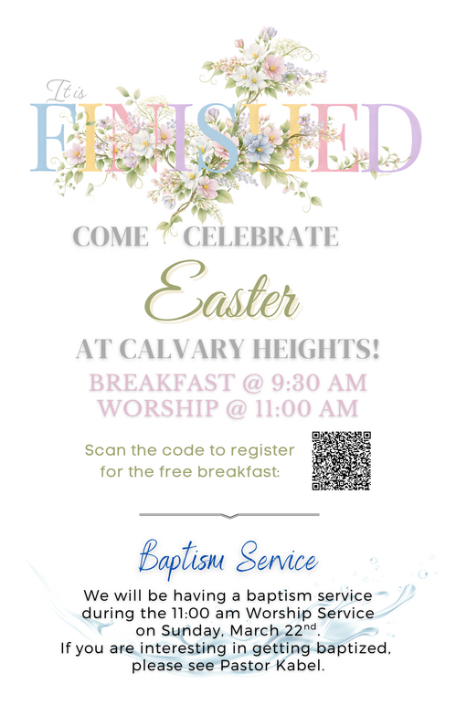 Weekly Bulletin for Calvary Heights Baptist Church