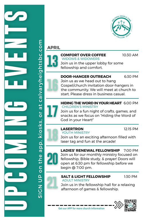 Weekly Bulletin for Calvary Heights Baptist Church