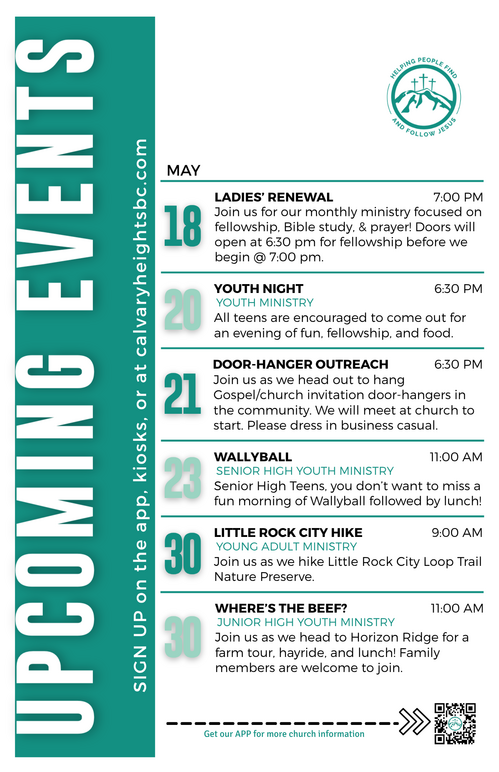 Weekly Bulletin for Calvary Heights Baptist Church