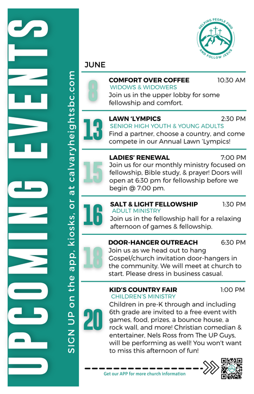 Weekly Bulletin for Calvary Heights Baptist Church