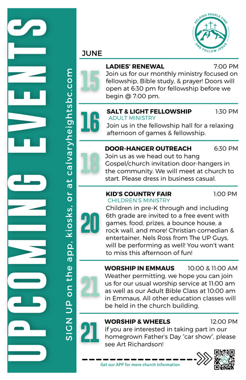 Weekly Bulletin for Calvary Heights Baptist Church