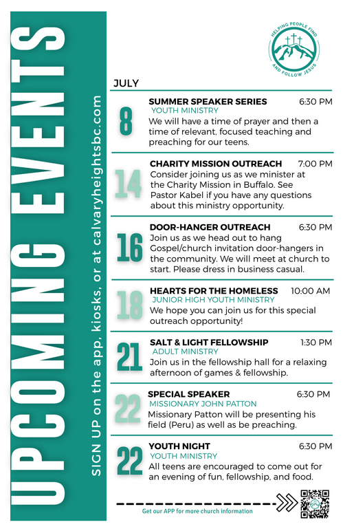Weekly Bulletin for Calvary Heights Baptist Church