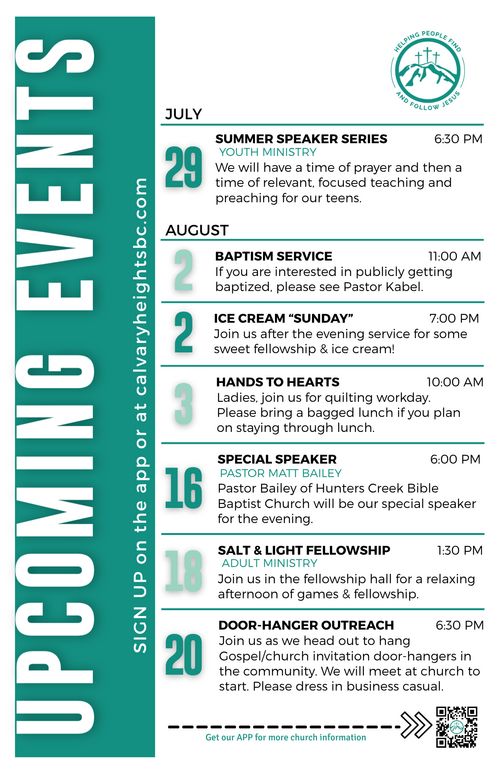 Weekly Bulletin for Calvary Heights Baptist Church