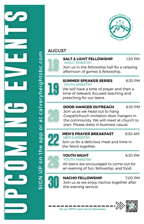 Weekly Bulletin for Calvary Heights Baptist Church