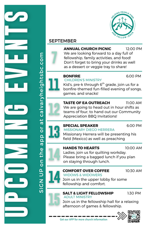Weekly Bulletin for Calvary Heights Baptist Church