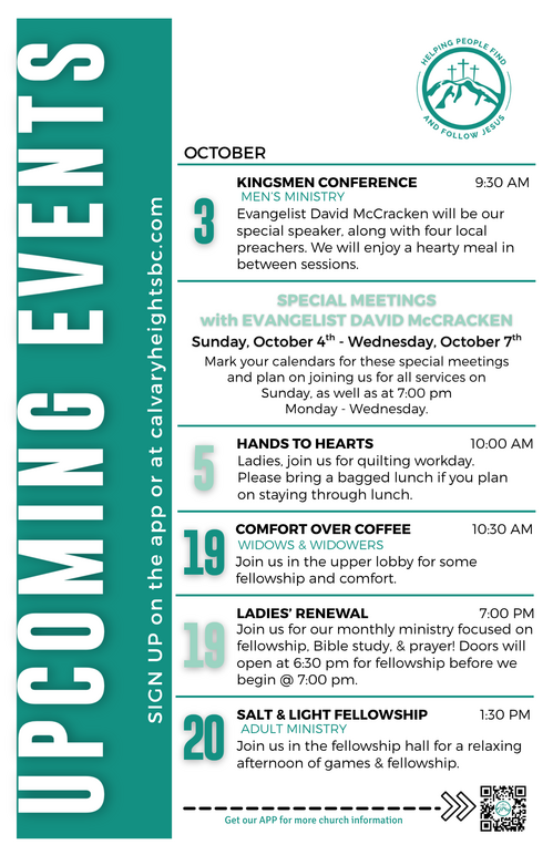 Weekly Bulletin for Calvary Heights Baptist Church