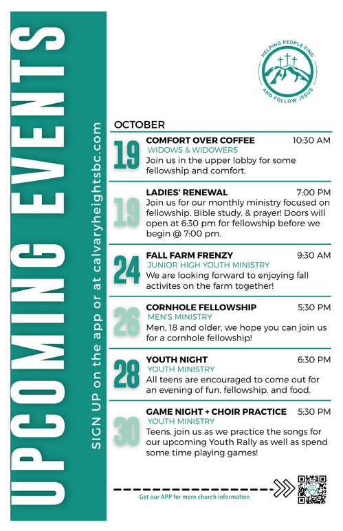 Weekly Bulletin for Calvary Heights Baptist Church