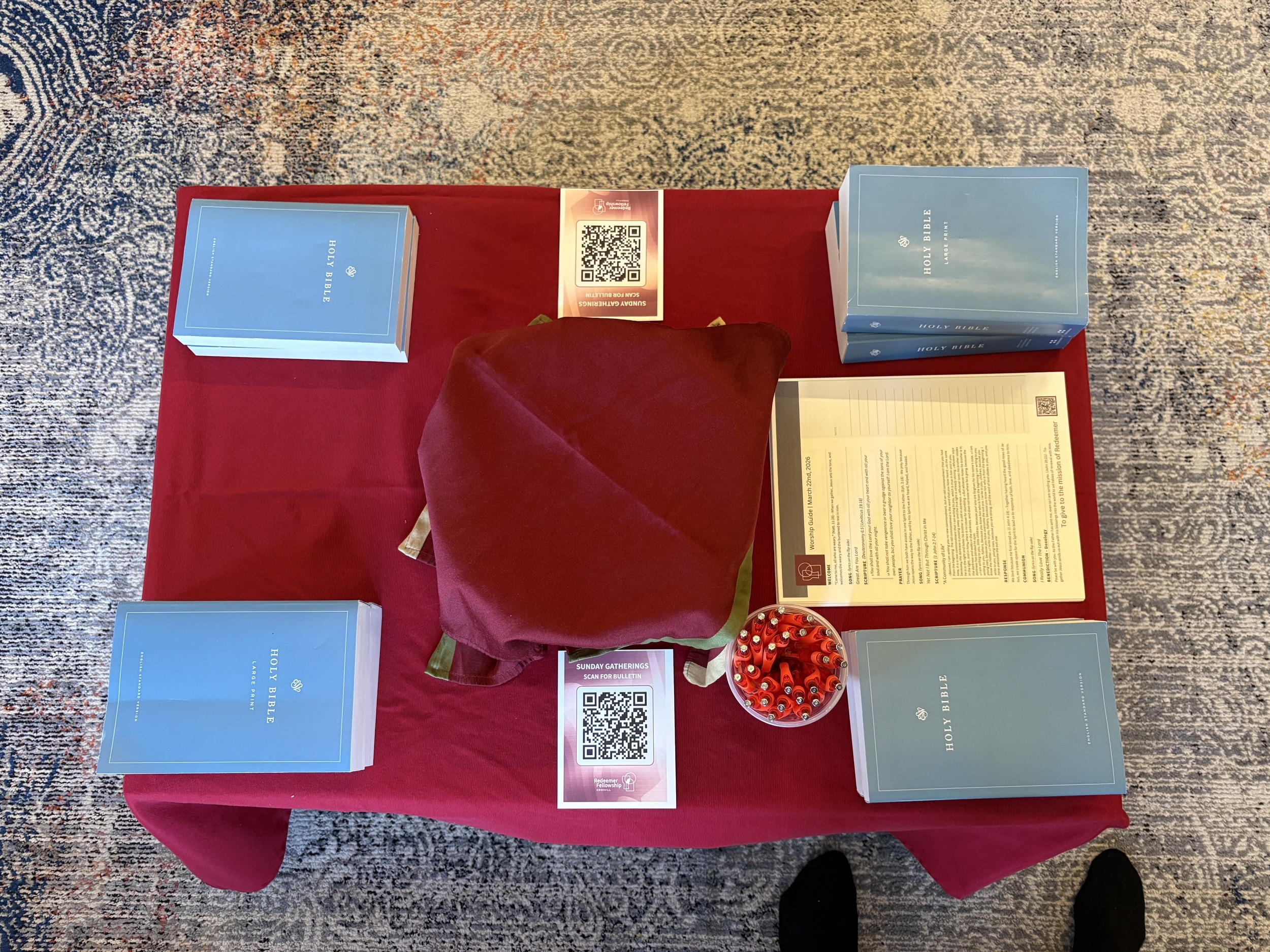 Communion table setup