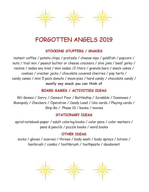 Forgotten Angel Needs List