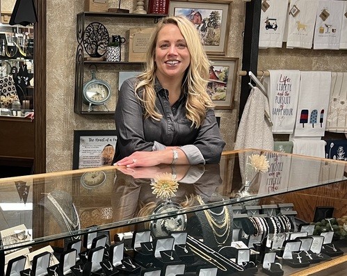 Robin at jewelry case